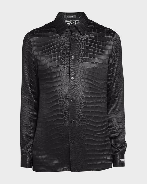 Versace Men's Barocco Silk Sport Shirt | Neiman Marcus