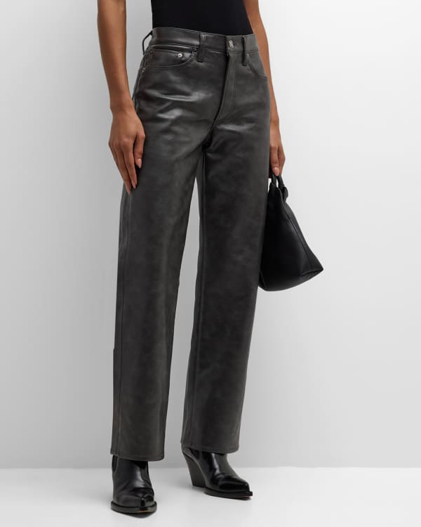 MOTHER The Rambler Zip Ankle Faux-Leather Pants