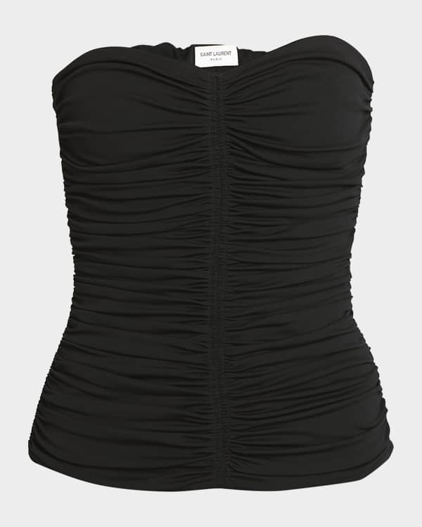 Courreges Square-Neck Satin Top | Neiman Marcus