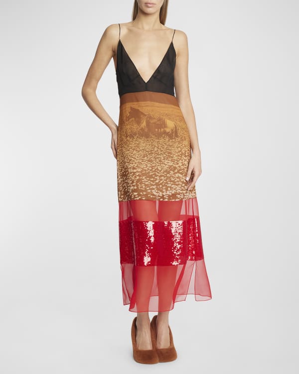 Knee length dresses Stella Mccartney - Lea monogram silk dress -  556183SMA069500