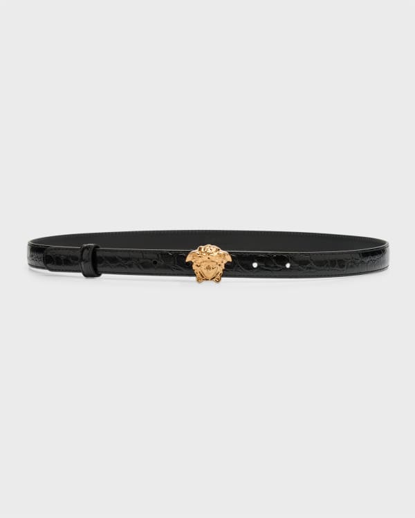 Medusa Heritage Studded Leather Belt in Black - Versace