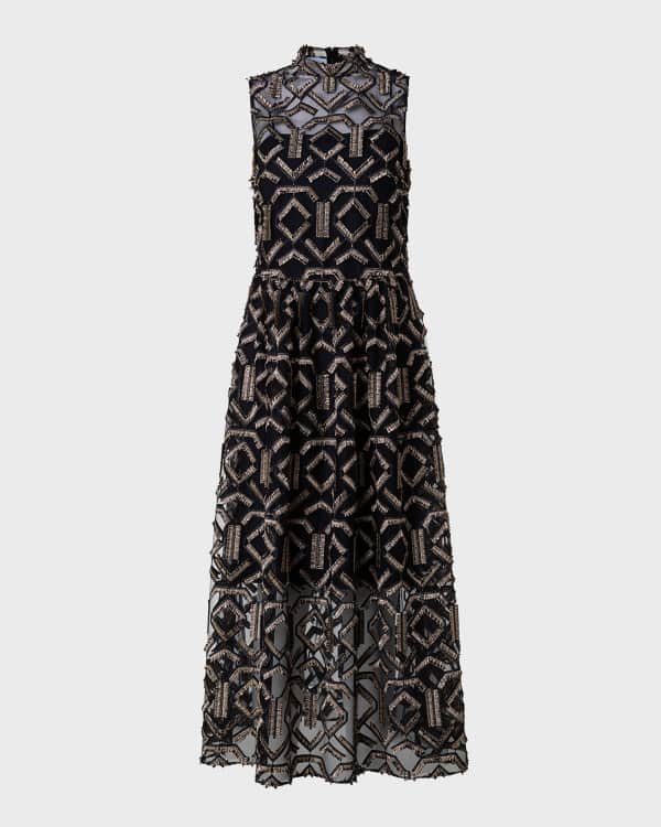 Michael kors embroidered hot sale lace tiered dress