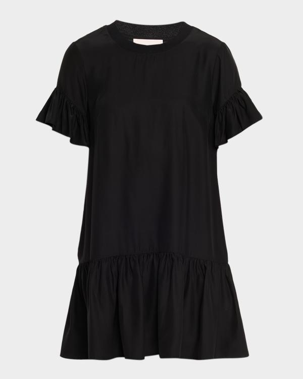 green emerald velvet dress DB MOON Women Summer Casual Short Sleeve Dresses Empire Waist Dress with  Pockets (Black, S) at Amazon Women's Clothing store main image 0