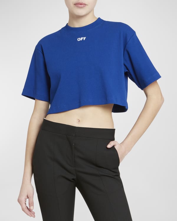 Off-White Cropped T-Shirt with Logo