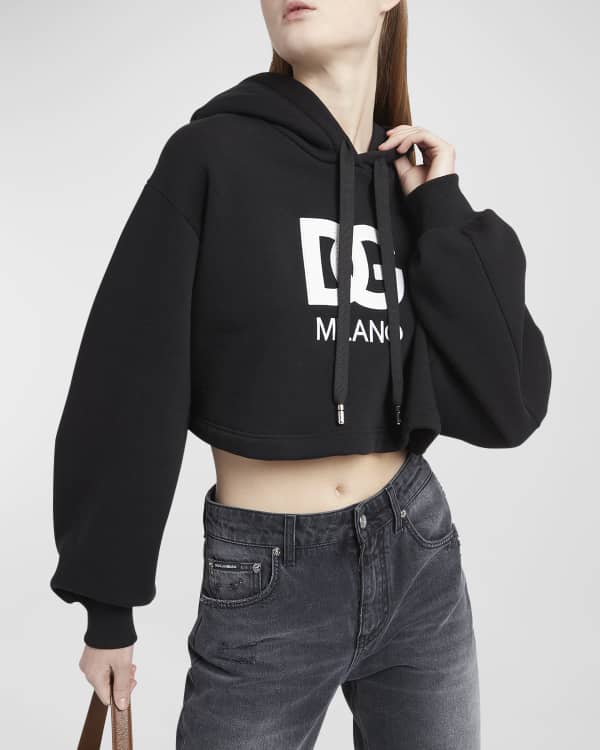 HALFBOY Raw Cut Crop Sweatshirt w Logo Embroidery Neiman Marcus