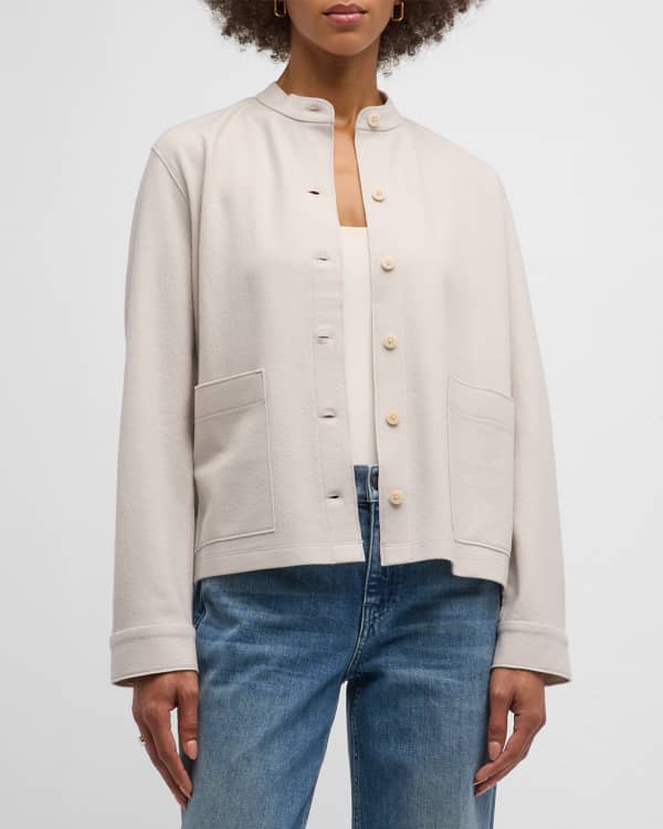 Eileen fisher cropped denim jacket hot sale