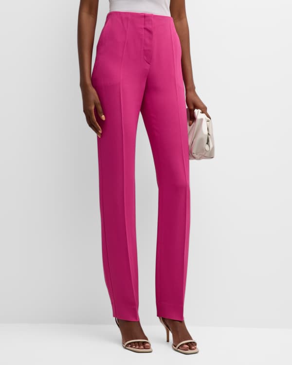 Emporio Armani Belted High-Rise Muslin Trousers | Neiman Marcus