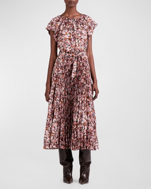 N Natori Women's Abstract Floral Jacquard A Line Dress Purple Size 16