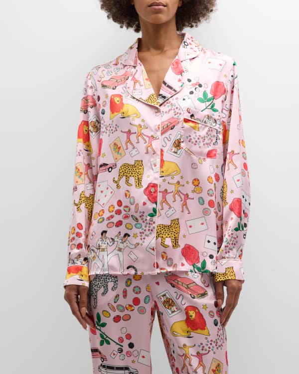 Trina Turk x Bedhead Pajamas Floral Print Silk Pajama Set Neiman