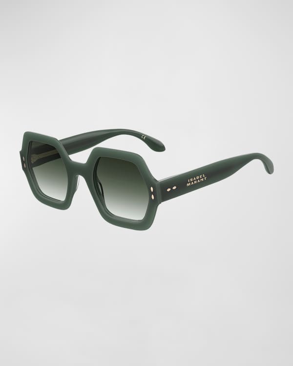 Isabel Marant Flat-Top Acetate Shield Sunglasses | Neiman Marcus