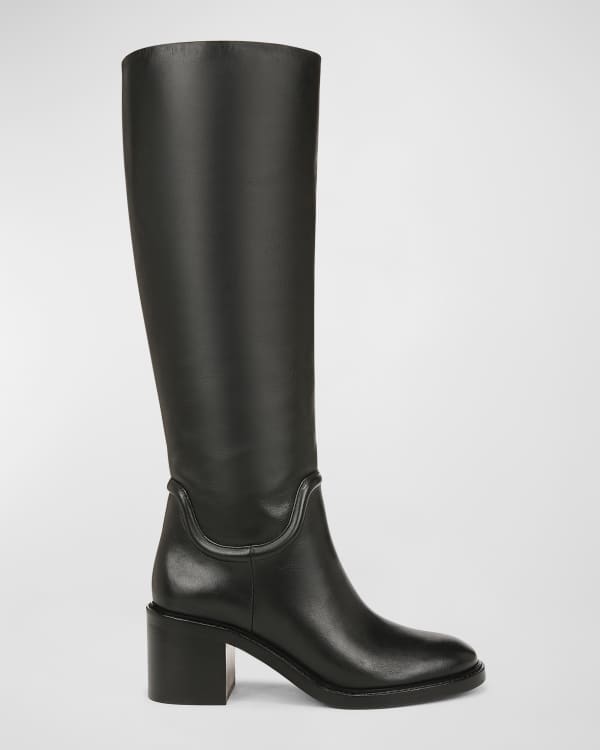 Schutz Mikki Leather Block-Heel Knee Boots | Neiman Marcus