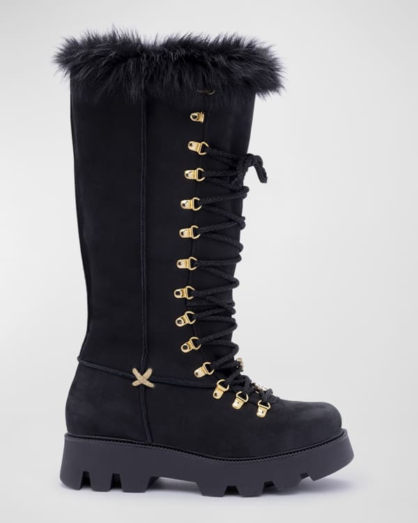 Marc Jacobs Bristol Lace Up Chunky Heel Leather Combat Boot