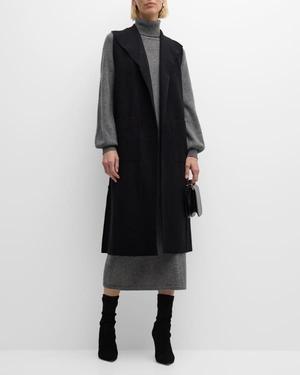 eileen fisher long shawl collar vest