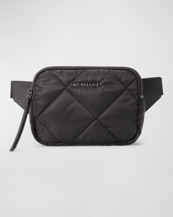 Quilted Madison Convertible Nylon Crossbody Bag in Black