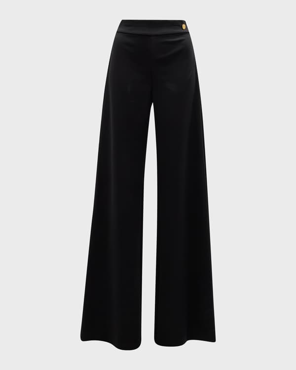 L'Agence Kit Pull-On Wide-Leg Seamed Pants