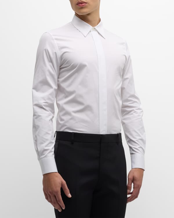 Alexander McQueen Men's Pleated-Bib Tuxedo Shirt | Neiman Marcus