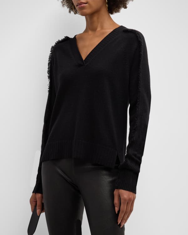 Women's V-neck Layered Pullover Sweater in Dark Charcoal