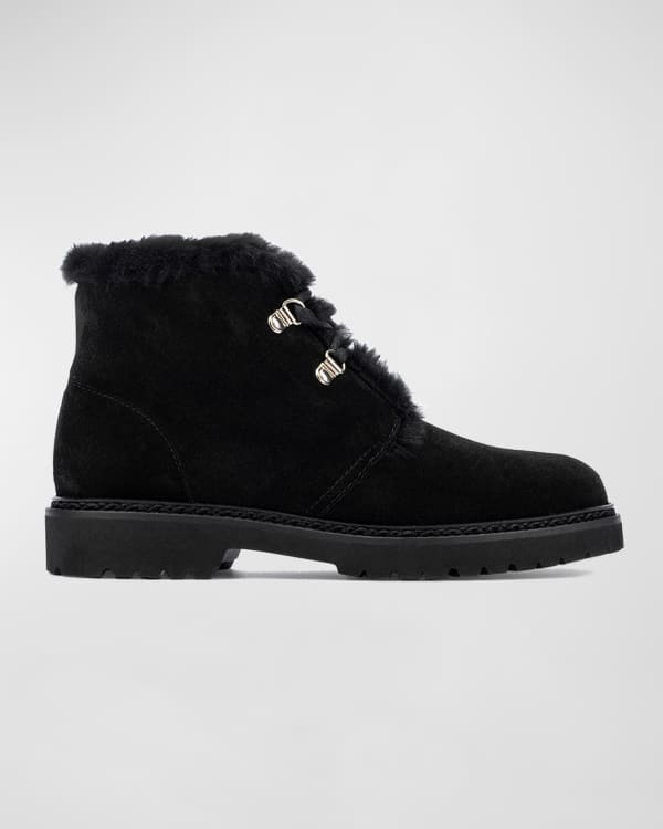 Aquatalia Alison Suede Bootie w Shearling Trim Neiman Marcus