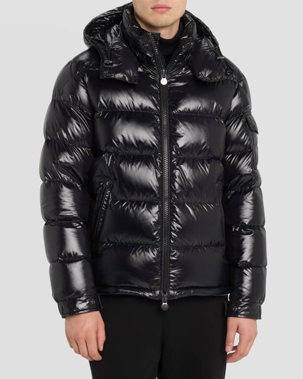 Moncler Men's Hers Shiny Mid-Weight Down Puffer Jacket | Neiman Marcus