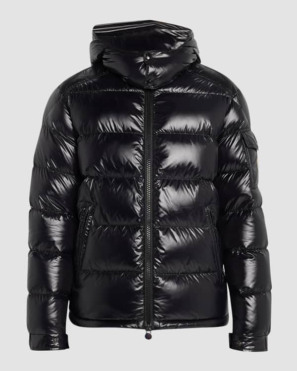 Moncler Morane Logo Stripe Down Jacket Black Neiman Marcus
