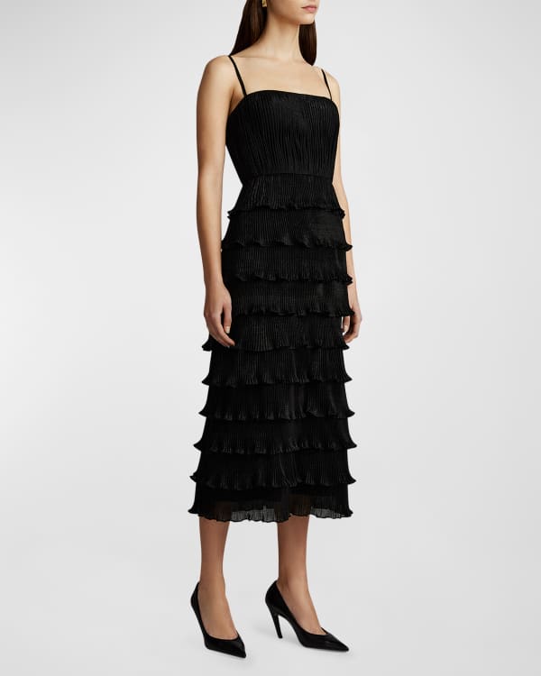 Zac Posen Tiered Ikat-Print Midi Dress | Neiman Marcus