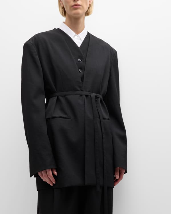 Nina Ricci Silk Pleated-Waist Jacket | Neiman Marcus
