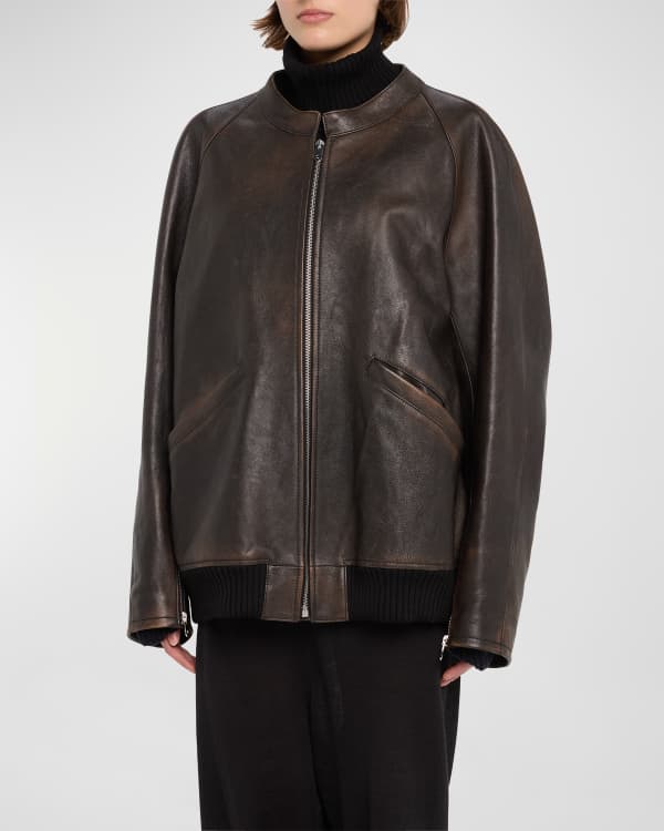 TOM FORD Suede Buffalo Leather Bomber Jacket Neiman Marcus