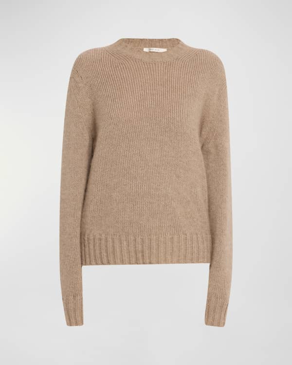 U-Neck Long-Sleeve Pointelle Knit Sweater