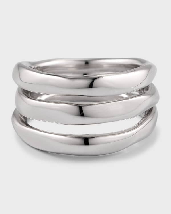 SILVER SQUIGGLE BAND RING - S/M main image 1