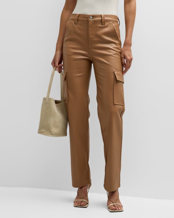 Ponte and pebbled-leather bootcut pants