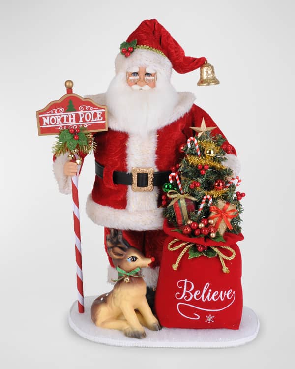 Karen Didion Originals Lighted North Pole Santa Figurine | Neiman Marcus