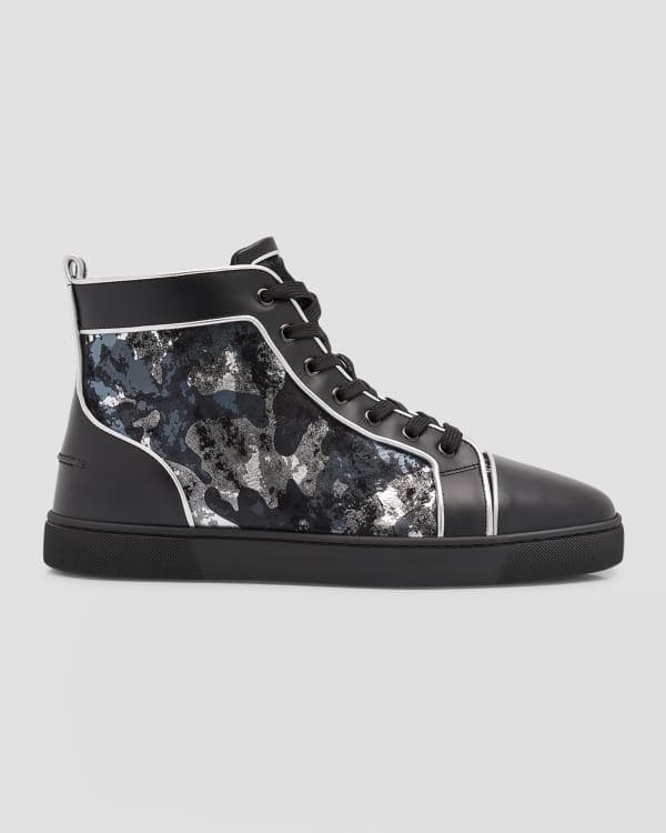 Christian Louboutin Spike Sneakers in Grey Neoprene Synthetic ref