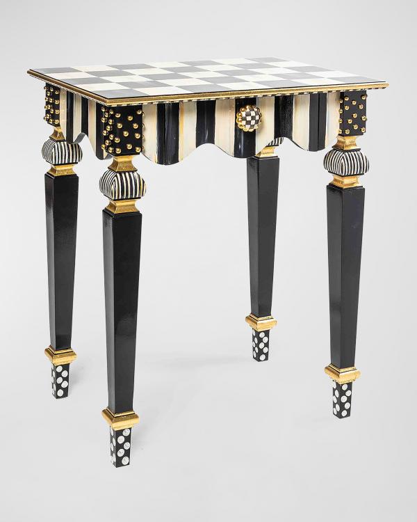 MacKenzie-Childs Royal Check and Stripe Side Table | Neiman Marcus