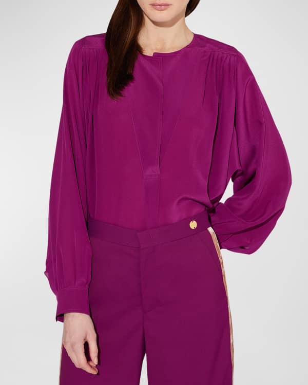 Theory Compact Crepe 3/4-Sleeve Crewneck Top | Neiman Marcus