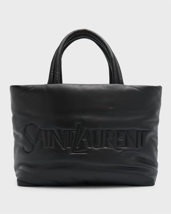 Saint Laurent Men's Rive Gauche Maxi Canvas and Leather Tote