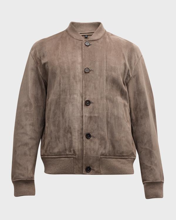 00s giorgio armani スペイン産ラムレザー ノーカラージャケット Giorgio Armani Men's Lambskin Leather Jacket | Neiman Marcus