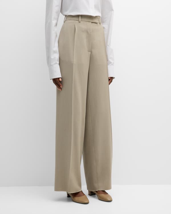 Amiri High-Rise Pleated Wide-Leg Trousers | Neiman Marcus