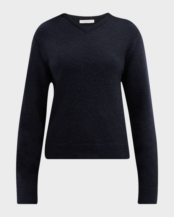 LAPOINTE Feather-trim Cashmere Sweater in Black