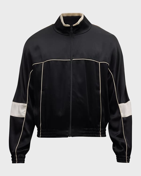 Burberry Men's EKD Embroidered Velour Track Jacket | Neiman Marcus