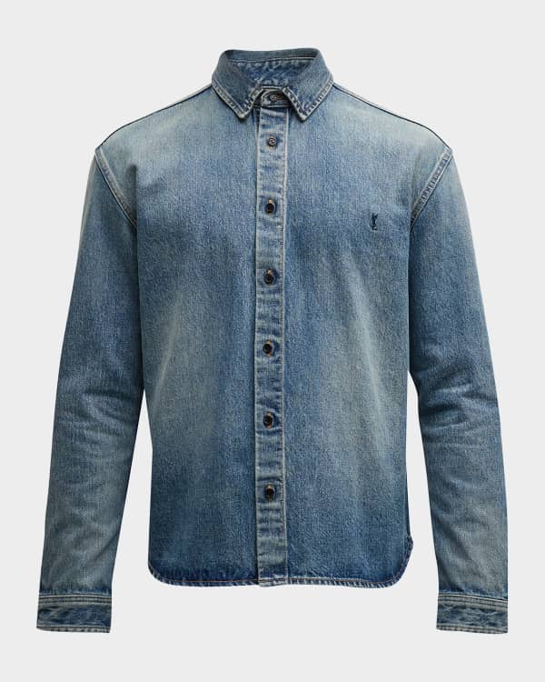 Embossed Denim Cropped Jacket in White - Balmain