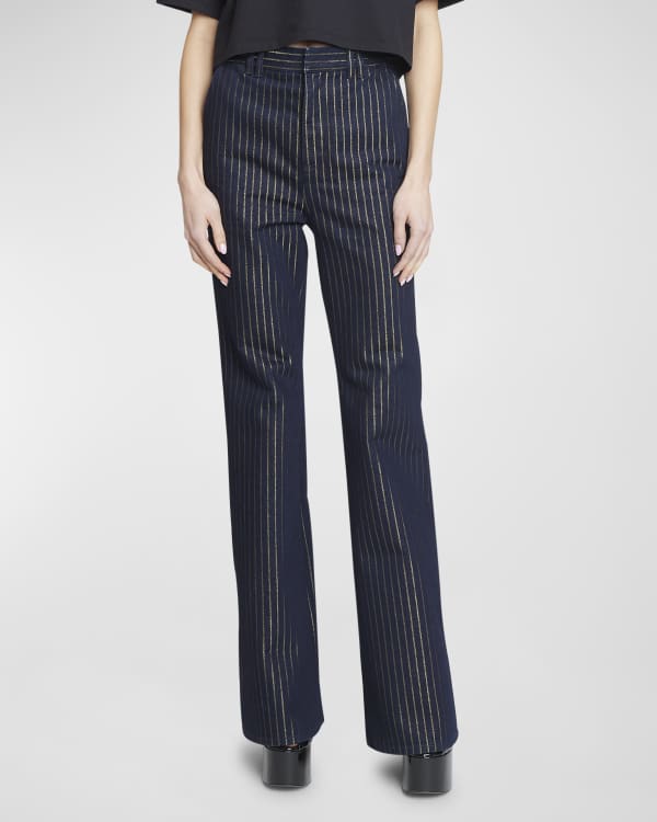 BALMAIN Striped stretch-jacquard leggings