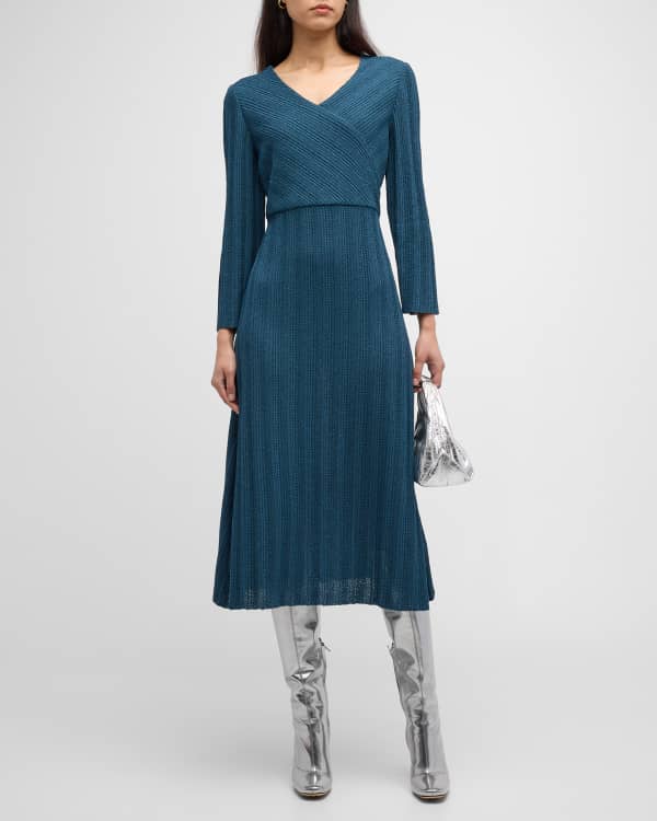 MICHAEL Michael Kors Chevron Print Georgette Midi Dress with Belt