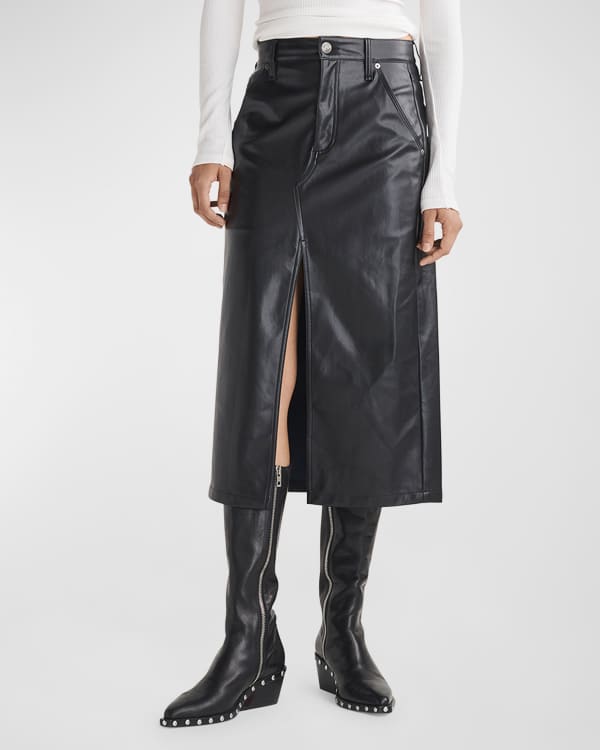 Commando Faux-Leather Midi Skirt | Neiman Marcus