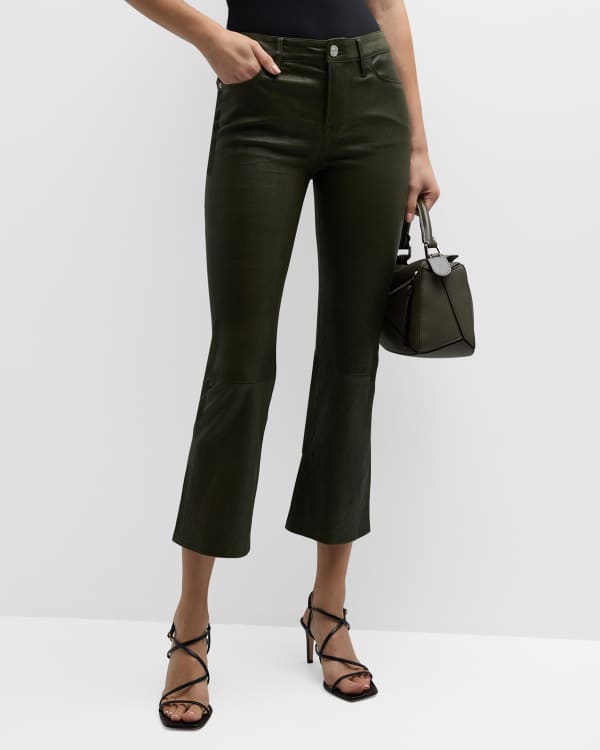 Straight-cut, nappa-leather trousers