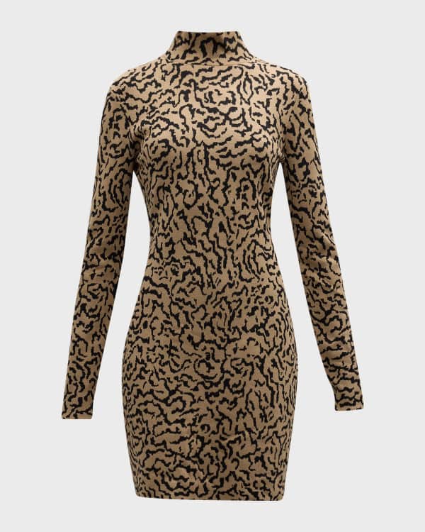 Michael Stars Macy Ultra Rib Turtleneck Knee Length Dress Neiman