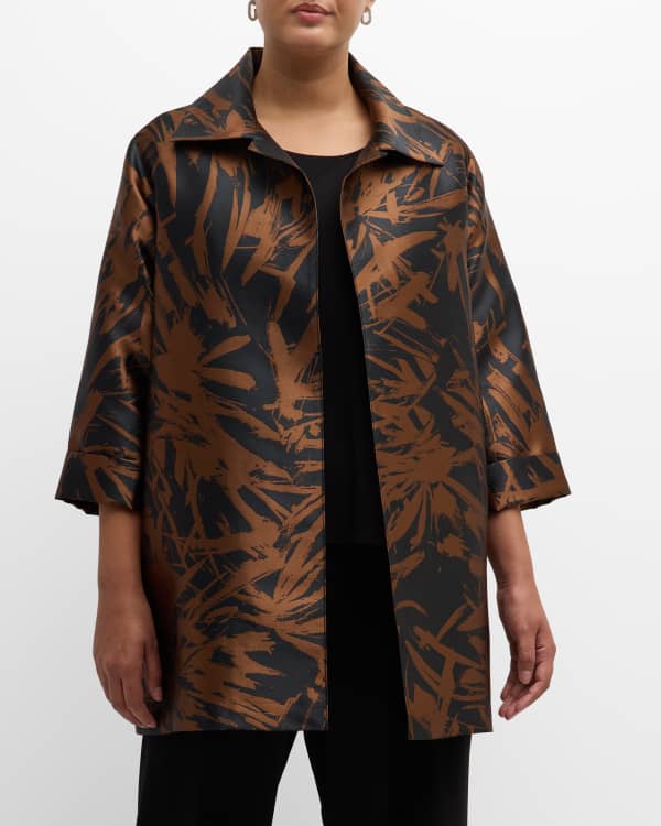 Caroline Rose Plus Plus Size Open-Front Floral Jacquard Jacket | Neiman ...
