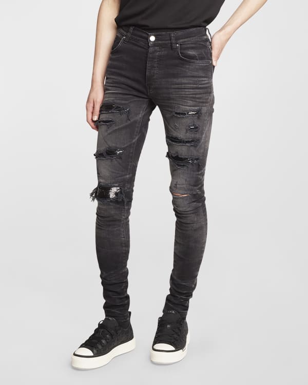 Amiri Men's Bleached MA Paisley MX1 Skinny Jeans | Neiman Marcus