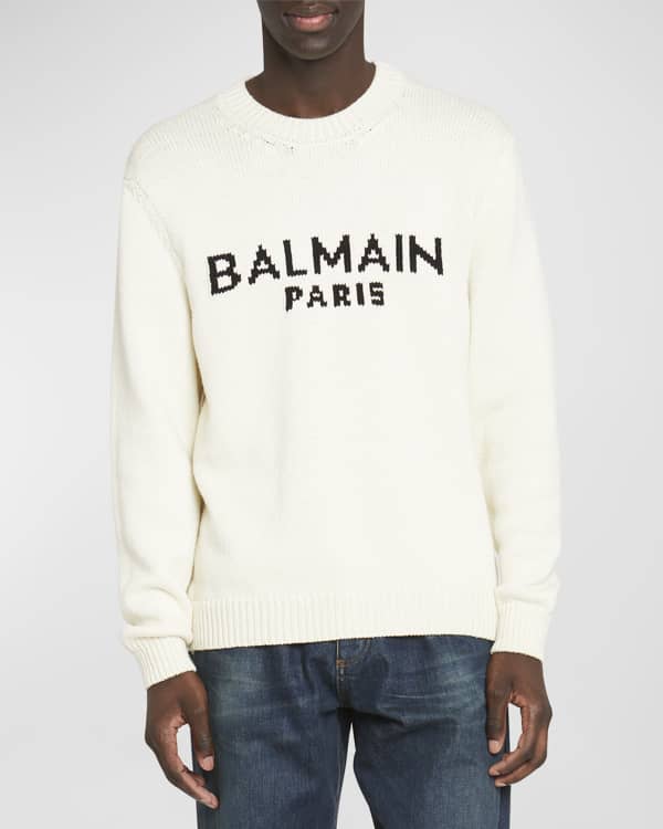 Balmain Men's Maxi Monogram Scarf Sweater | Neiman Marcus
