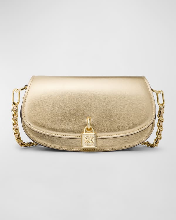 Michael kors selma medium metallic leather crossbody hotsell