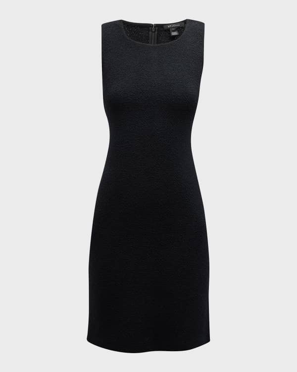 St. John Pleated Diagonal Welt Knit Strappy Midi Dress | Neiman Marcus